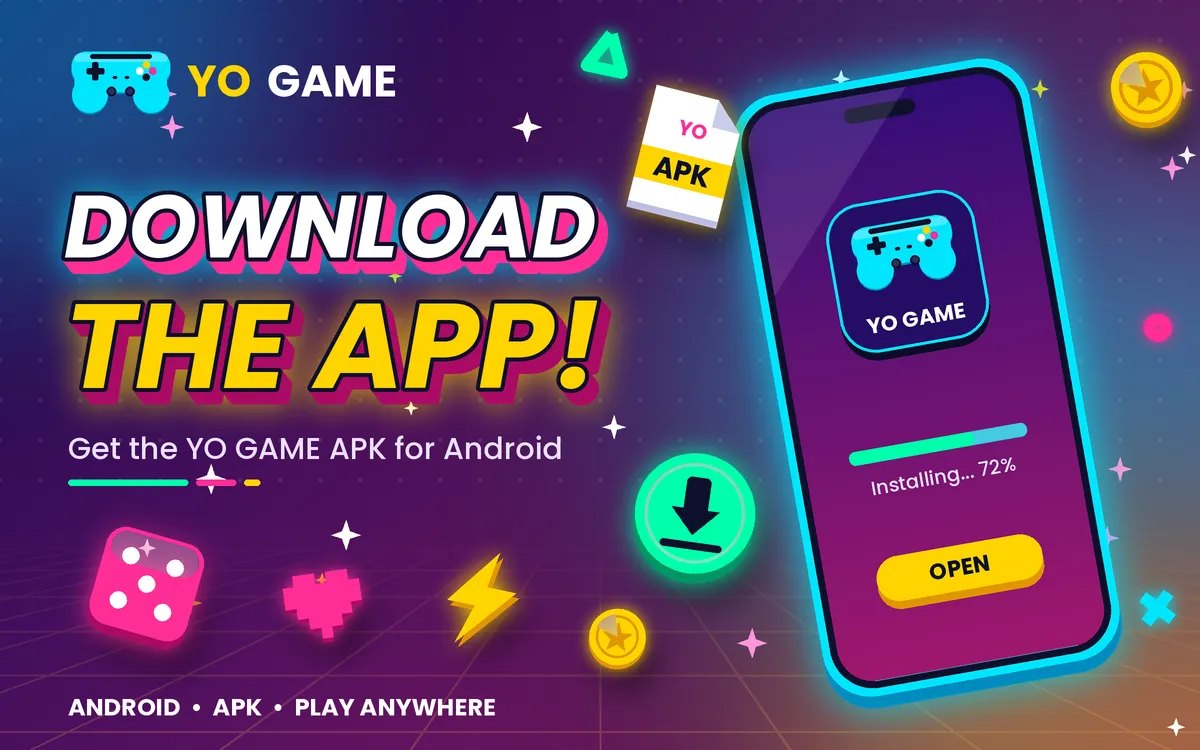 Download the YO GAME APK: Android game app installing on a phone